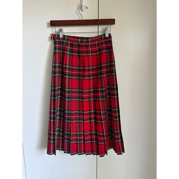 Vintage Tartan Plaid Wool Blend Wrap Skirt Size W26 School Girl Academia Fall - Picture 2 of 11